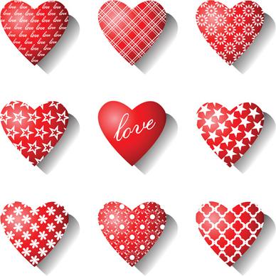 different heart icons design vector set