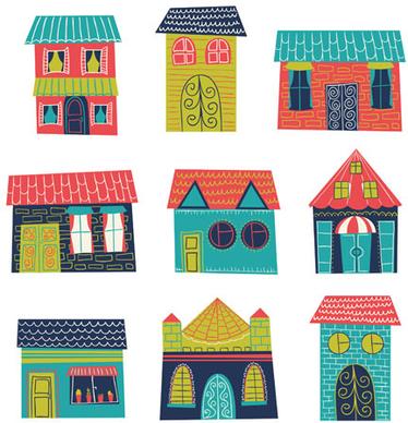different house set vector