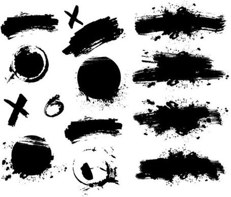different ink brushes vector
