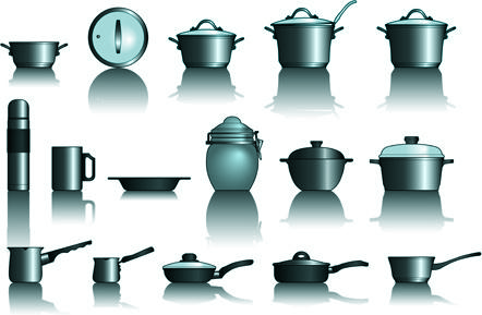 different kitchen utensils vector