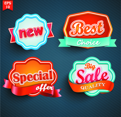 different labels stickers creative vector set