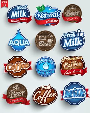 different labels stickers creative vector set