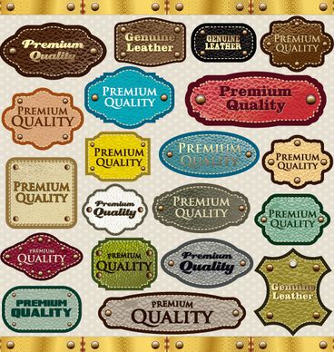 different leather lables and tags mix vector