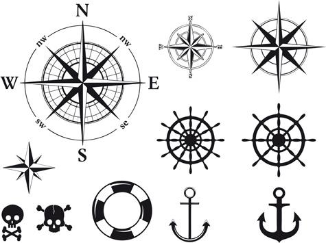 different marine elements vector set