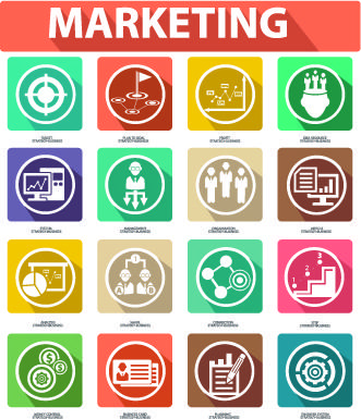 different marketing icons vector