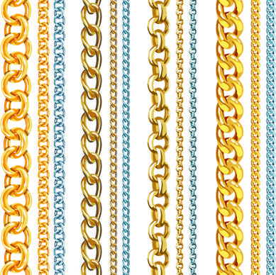 different metal chain borders vector set