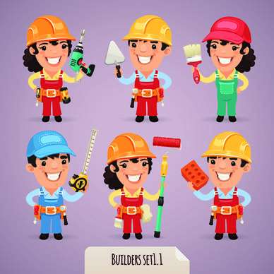 different occupations cartoon characters vector
