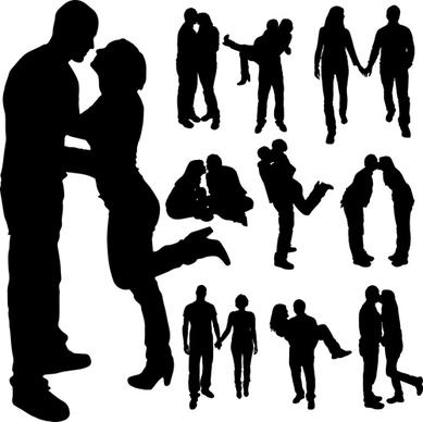 different occupations man and woman silhouettes vector