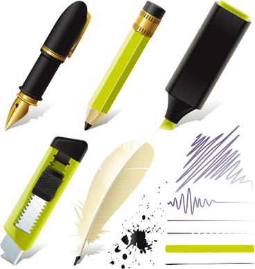 different pen design elements vector graphics