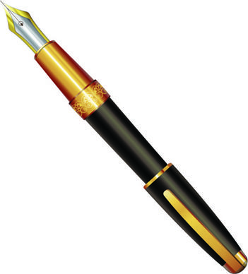 different realistic pen design vector set