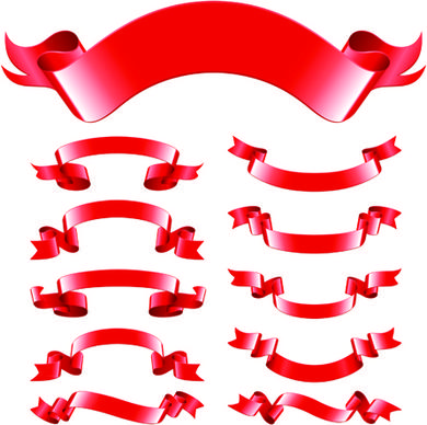 different red ribbons design vector