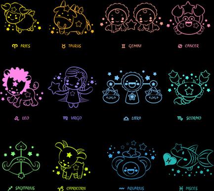 different signs of the zodiac design vector