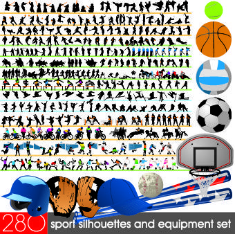 different sport silhouettes vector