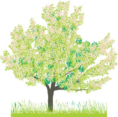 different spring tree elements vector