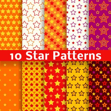 different star seamless patterns vector