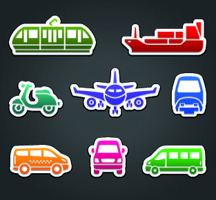 different transport stickers vector