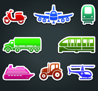 different transport stickers vector