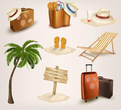 different travel elements icons vector