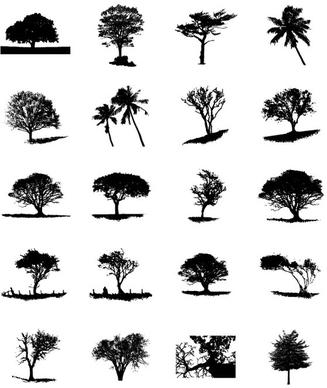 different trees silhouettes vector