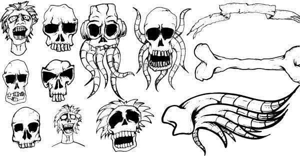 Different types of skulls free vector