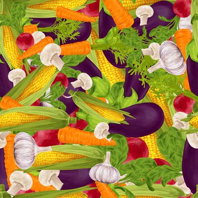 different vegetable elements vector seamless pattern