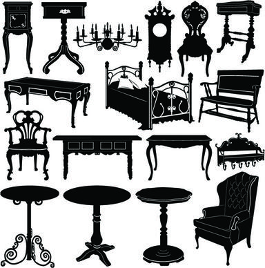 different vintage furniture design vector set
