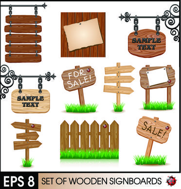 different wooden signboards design vector
