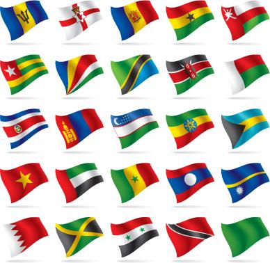 different world flags elements vector