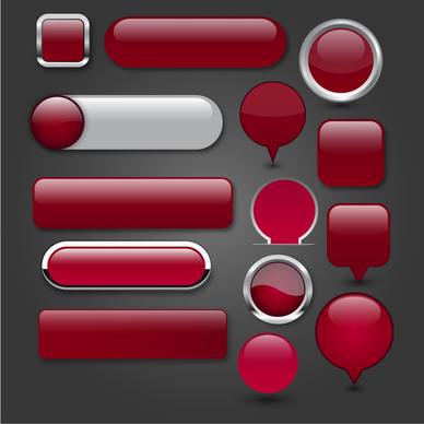 digital buttons set design with shiny red icons
