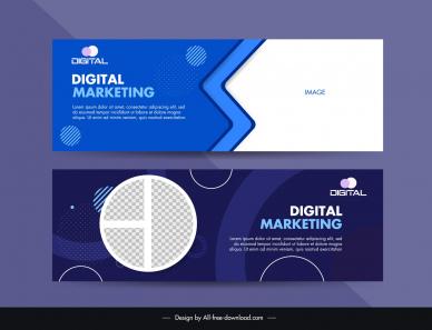 digital marketing banner template flat geometric layout