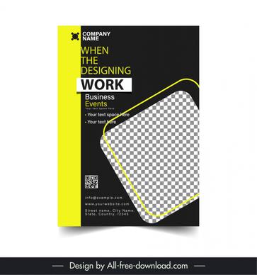 digital marketing flyer design template elegant dark checkered geometric
