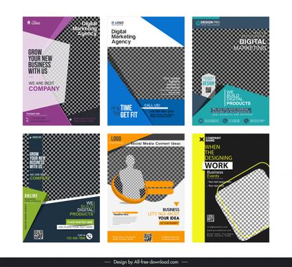 digital marketing flyer design templates collection elegant checkered decor