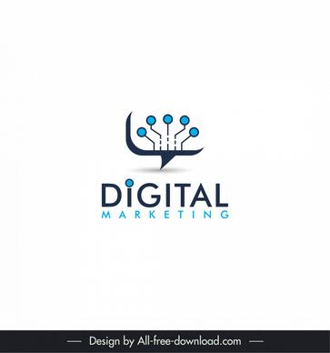 digital marketing logo flat chip shape