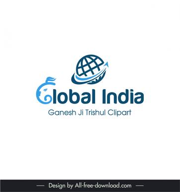 digital marketing logo global x india template elephant globe sketch