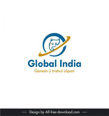 digital marketing logo global x india template elephant icon round curve sketch