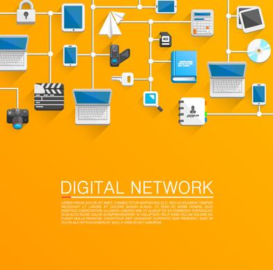 digital network vector background