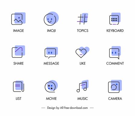 digital ui icons classic flat handdrawn sketch