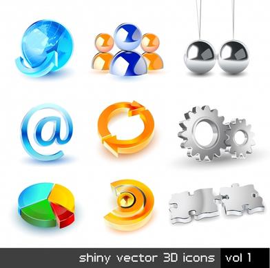business icons shiny modern 3d symbols sketch