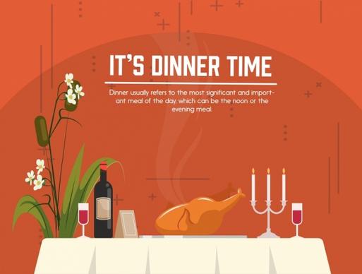 dinner poster dinning table decoration food beverage icons