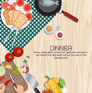 dinner poster meal preparation icons multicolored design