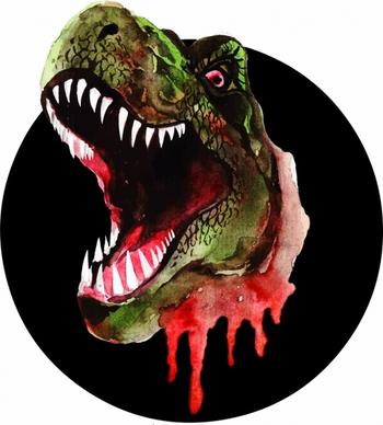 dinosaur drawing scary icon multicolored 3d design