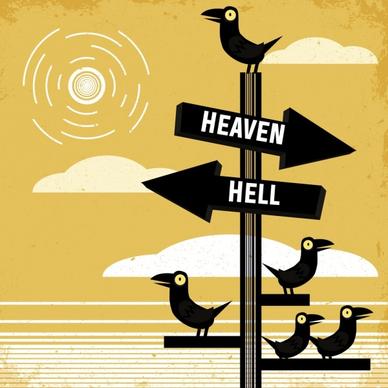 directional signboard background retro design arrow crow icons