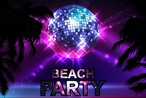disco night party neon background vector
