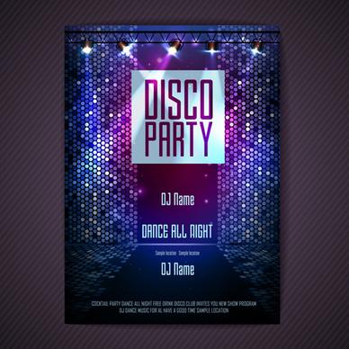 disco party neon poster vector