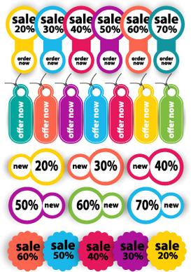 discount colored tags and labels vectors