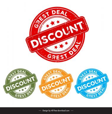 discount sale stamp templates flat classical circle shapes