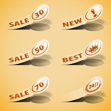 discounts sale sticker vector set