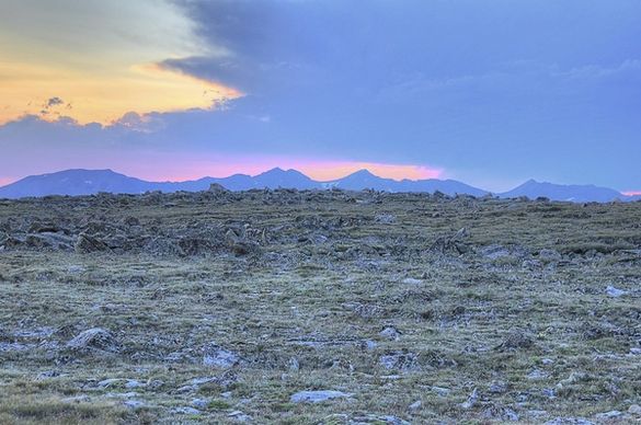 distant mountains at dusk at rocky mountains national park colorado