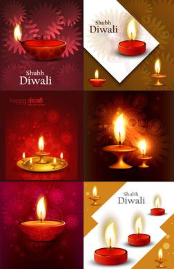 diwali colorfu card collection decorativel background vector