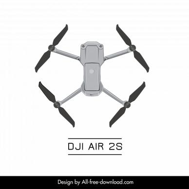 dji air 2s drone flycam design element symmetric top view  